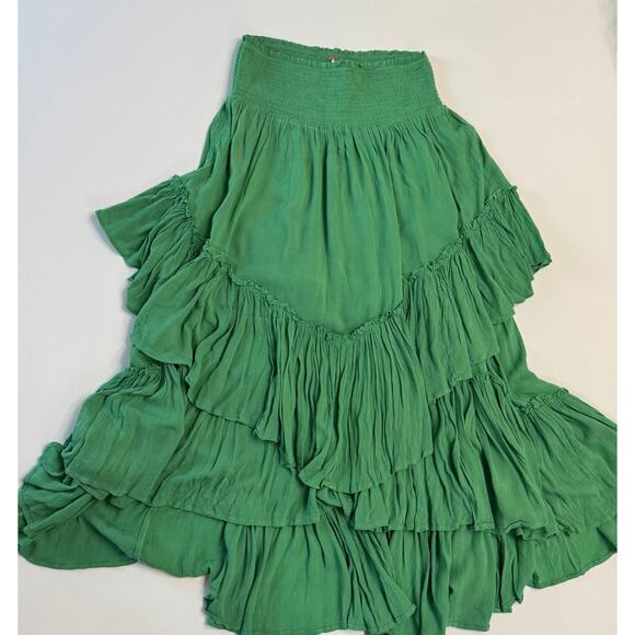 Free People Dresses & Skirts - Free People Green Convertible Skirt M NWT Strapless Dress Sundress Flowy Ruffles